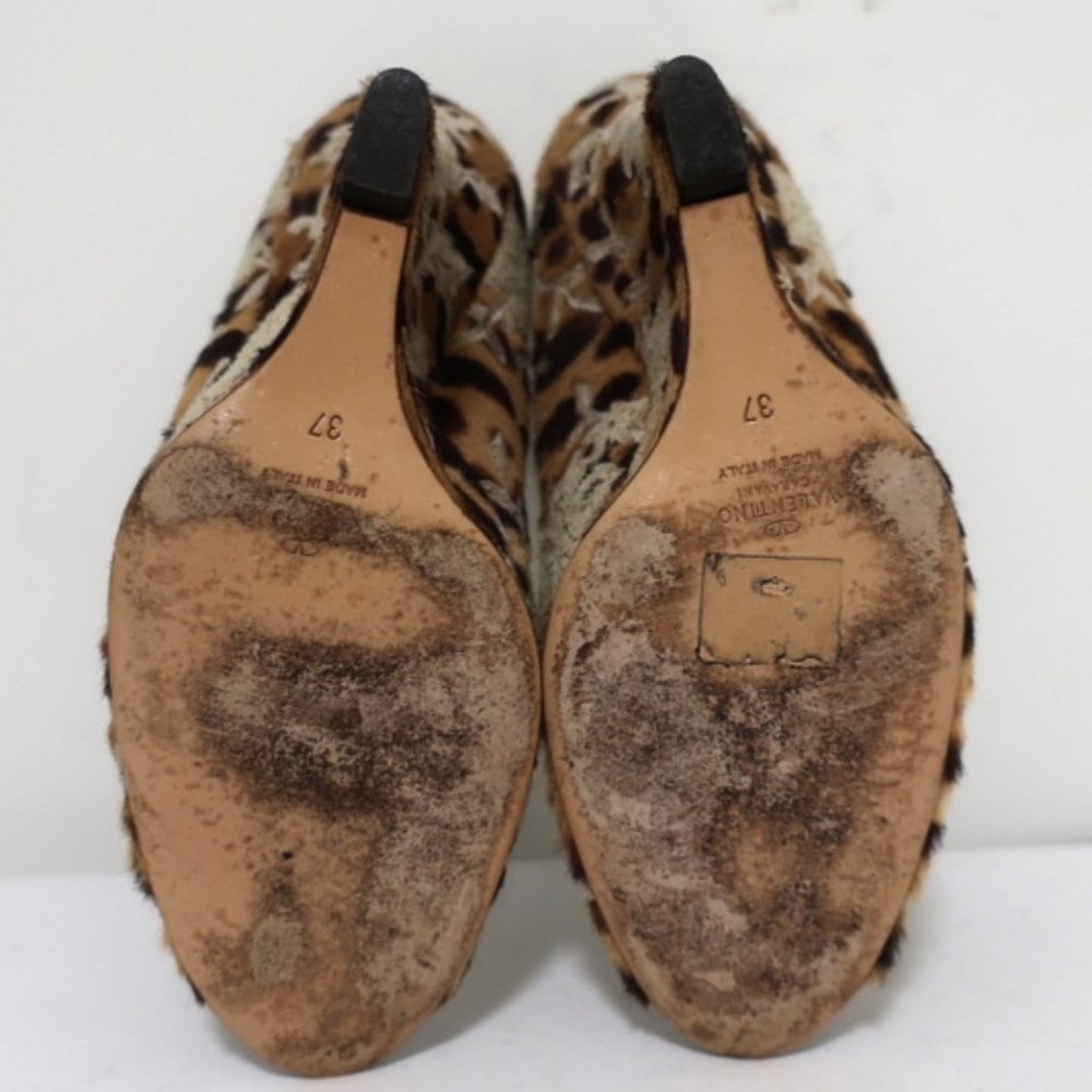 Valentino Wedge Pump Leopard Print Calf Hair Sz 37 - Picture 11 of 11